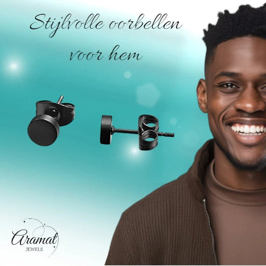 Ronde Zwarte Zweerknopjes 4mm – RVS - oor3152 - Oorbellen kopen# - 4mm - alles