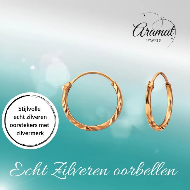 Rosé Goudkleurige Oorringetjes 925 Zilver| 12mm - oor4552 - 20029 - Oorringen kopen# - 1.2mm - 12mm - 925 Zilver