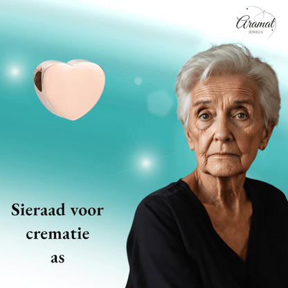 Rosékleurige asbedel hart – roestvrij staal 13mm - Aramat Jewels - Asbedels - cadeautip