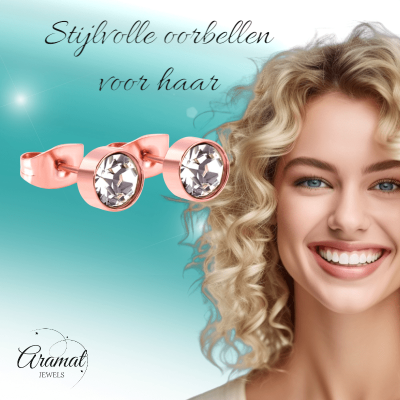 Rosékleurige kristallen oorstekers – 5 mm - oor3745 - Oorbellen kopen# - 5mm - alles - cadeau
