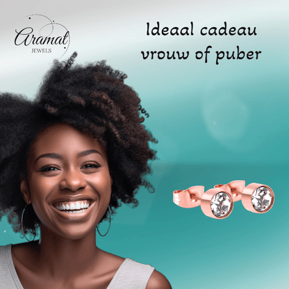 Rosékleurige kristallen oorstekers – 6 mm - oor3746 - Oorbellen kopen# - 6mm - alles - cadeau