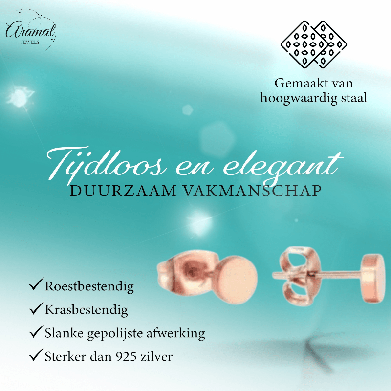 Rosekleurige Ronde Oorstekers RVS 5mm - Aramat Jewels - Oorbellen - cadeautip