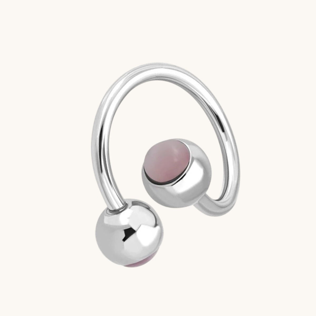 Roze Cat Eye Stalen Spiraal navelPiercing