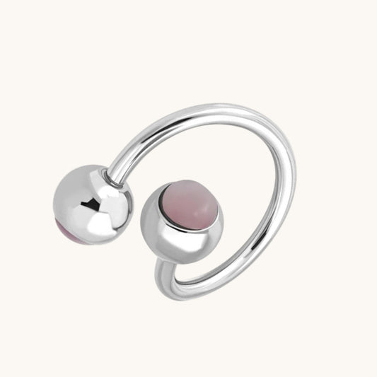 Pink Cat Eye Steel Spiral Belly Button Piercing