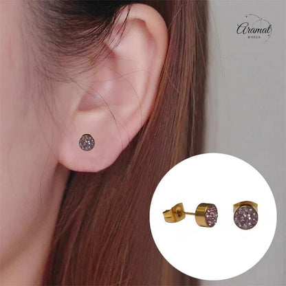Roze kristallen oorstekers 6 mm – goudkleurig - oor3104 - Oorbellen kopen# - 6mm - alles - cadeau