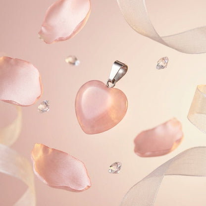 Roze Kwarts Hartjes Hangernatuursteen - Aramat Jewels - Hangers - cadeautip