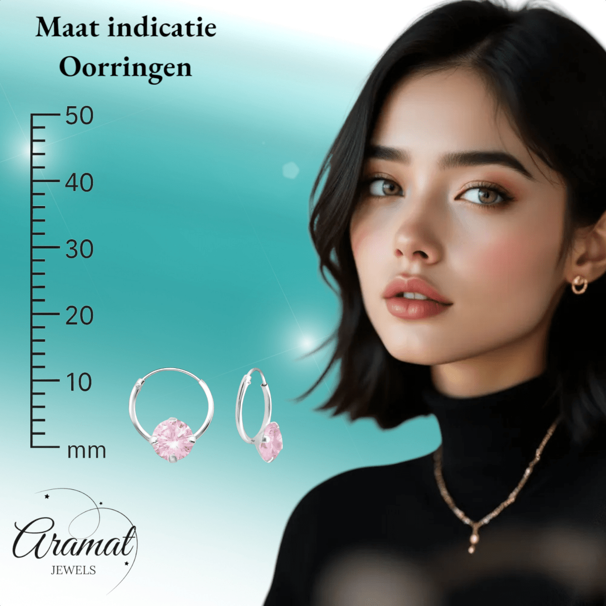 Roze Zirkonia Oorringetjes kind - Aramat Jewels - Oorringen - cadeautip