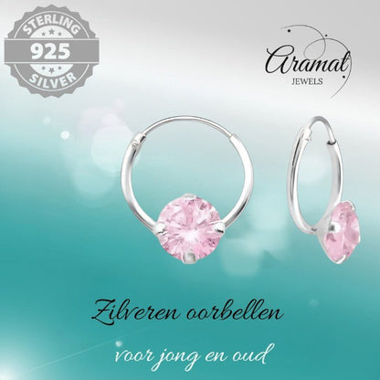 Roze Zirkonia Oorringetjes kind - Aramat Jewels - Oorringen - cadeautip