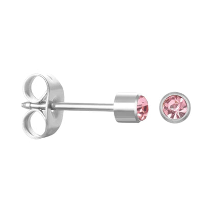 Roze zirkonia zweerknopjes 3mm RVS - oor605 - XE30032 - Oorbellen kopen# - 3mm - alles - cadeau
