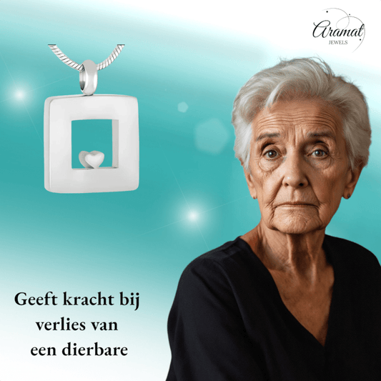 RVS Ashanger Vierkant met Hartje - Zilverkleurig - hang462 - Gedenkhangers kopen# - 26mm - alles - ashangers