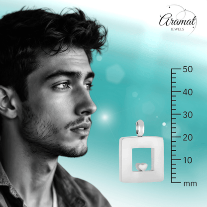 RVS Ashanger Vierkant met Hartje - Zilverkleurig - hang462 - Gedenkhangers kopen# - 26mm - alles - ashangers