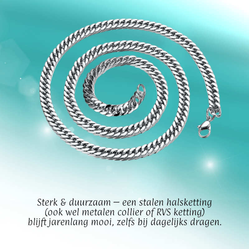 RVS Curb Chain Ketting Zilverkleur 50 - 60cm - Stoere Schakelketting - Aramat Jewels - Halskettingen - cadeautip