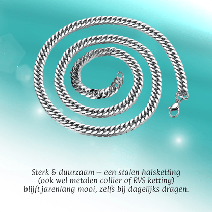 RVS Curb Chain Ketting Zilverkleur 50 - 60cm - Stoere Schakelketting - Aramat Jewels - Halskettingen - cadeautip