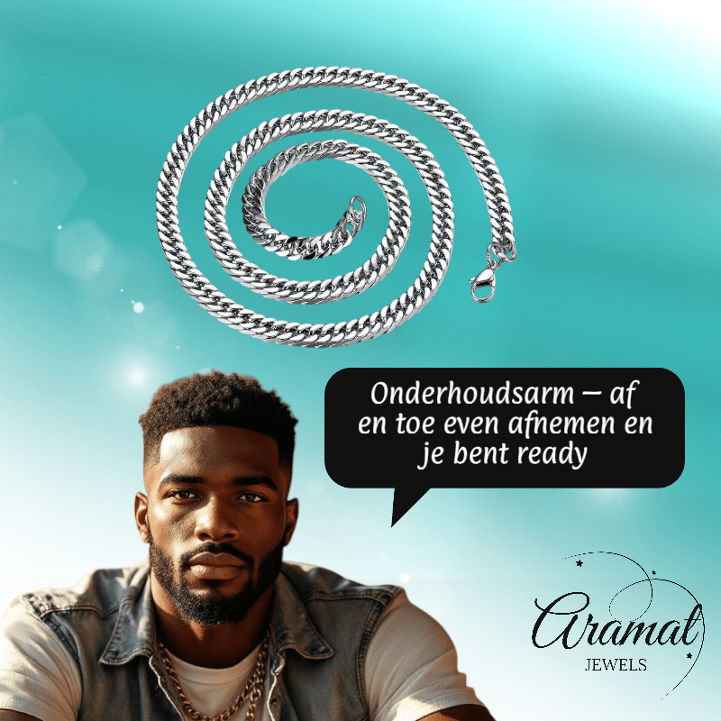 RVS Curb Chain Ketting Zilverkleur 50 - 60cm - Stoere Schakelketting - Aramat Jewels - Halskettingen - cadeautip