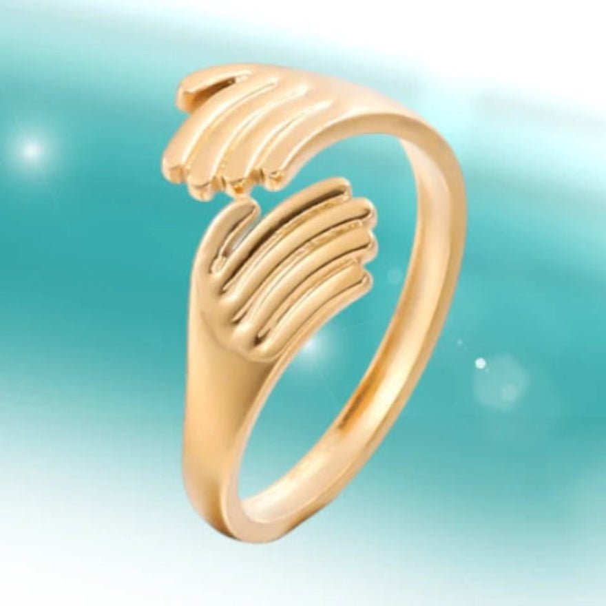 RVS Damesring Verstelbaar – 2 Handjes – One Size - Aramat Jewels - Ringen - cadeautip