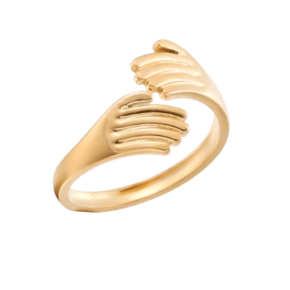 RVS Damesring Verstelbaar – 2 Handjes – One Size - Aramat Jewels - Ringen - cadeautip