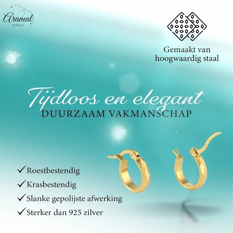 RVS Goudkleurige Oorringetjes 10mm - Kleine Hoops - oor2008 - fg - Oorringen kopen