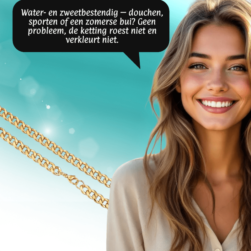 RVS Gourmet Ketting Goudkleurig staal - Aramat Jewels - Halskettingen - cadeautip