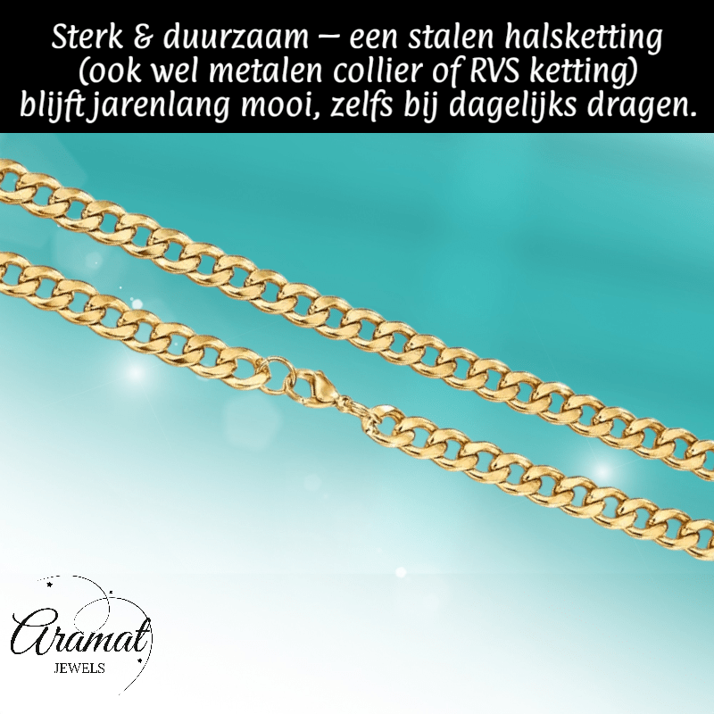 RVS Gourmet Ketting Goudkleurig staal - Aramat Jewels - Halskettingen - cadeautip