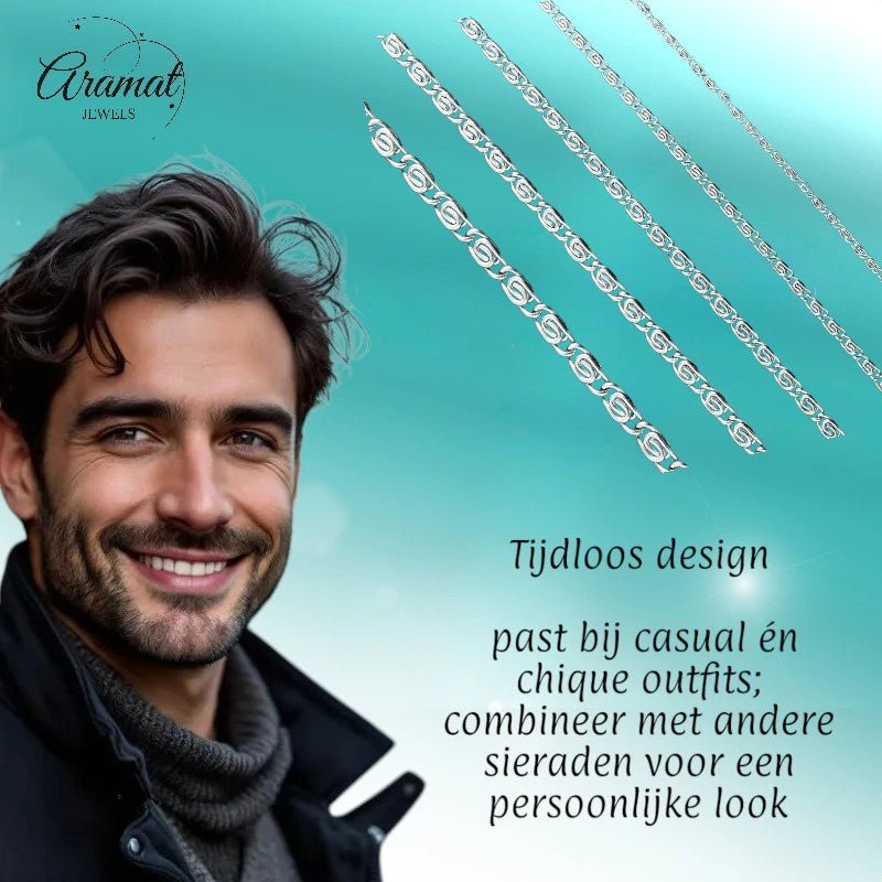 RVS Griekse Ketting 50 - 60cm Zilverkleur - Greek Pattern Unisex - Aramat Jewels - Halskettingen - cadeautip