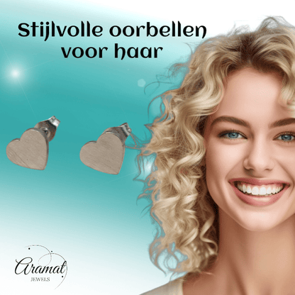 RVS Hartjes Oorstekers Zilverkleur 9mm Gesloten - Aramat Jewels - Oorbellen - cadeautip