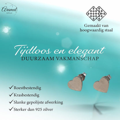 RVS Hartjes Oorstekers Zilverkleur 9mm Gesloten - Aramat Jewels - Oorbellen - cadeautip