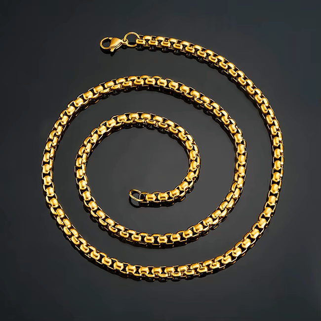 RVS Jasseron Ketting Goudkleur 50 - 60cm - Elegante Schakelketting - Aramat Jewels - Halskettingen - cadeautip