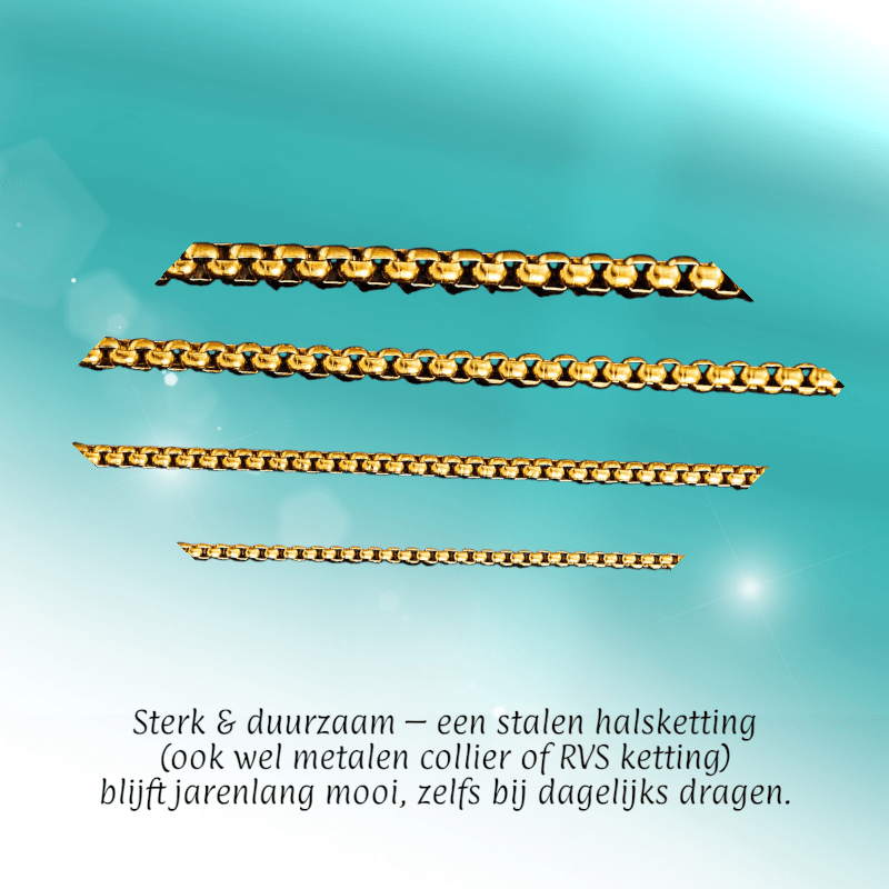RVS Jasseron Ketting Goudkleur 50 - 60cm - Elegante Schakelketting - Aramat Jewels - Halskettingen - cadeautip