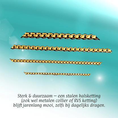 RVS Jasseron Ketting Goudkleur 50 - 60cm - Elegante Schakelketting - Aramat Jewels - Halskettingen - cadeautip