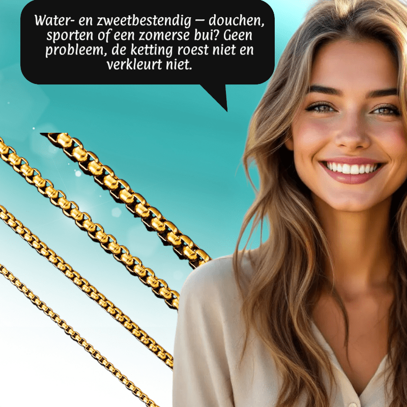 RVS Jasseron Ketting Goudkleur 50 - 60cm - Elegante Schakelketting - Aramat Jewels - Halskettingen - cadeautip
