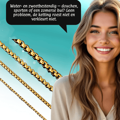 RVS Jasseron Ketting Goudkleur 50 - 60cm - Elegante Schakelketting - Aramat Jewels - Halskettingen - cadeautip