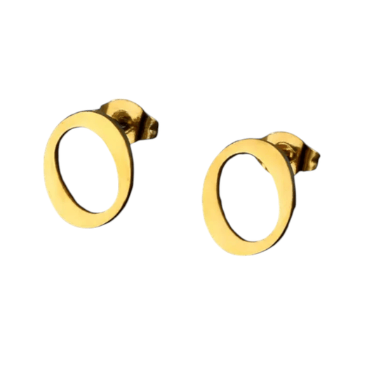 RVS letter O oorstekers goudkleurig - Aramat Jewels - Oorbellen - cadeautip