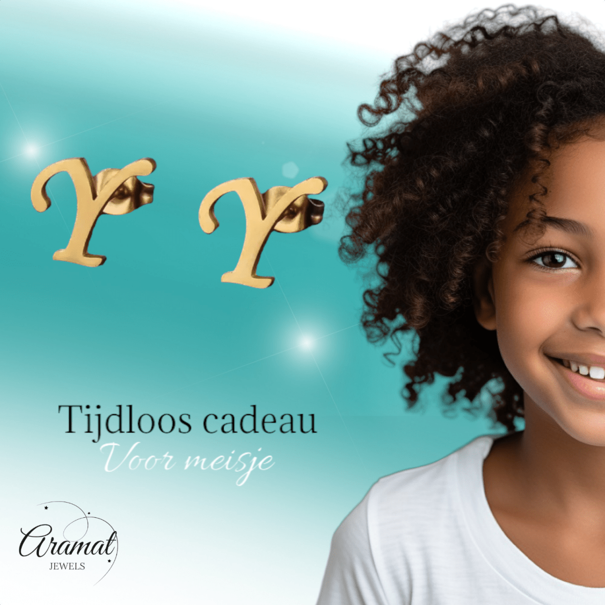 RVS Letter Y Oorbellen Goudkleurig – Initiaal - Aramat Jewels - Oorbellen - cadeautip