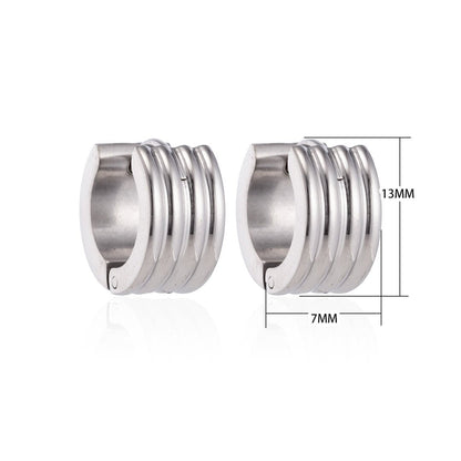 RVS Mini Huggie Creolen Streep Zilverkleur 13mm - Unisex Kind - Aramat Jewels - Oorringen - cadeautip