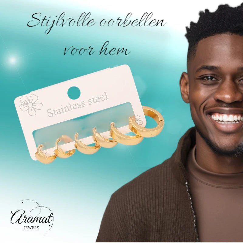 RVS mini oorringen set – goudkleurig – 3 maten huggies - set34 - 539682 - Oorbellen kopen# - alles - cadeau - dames