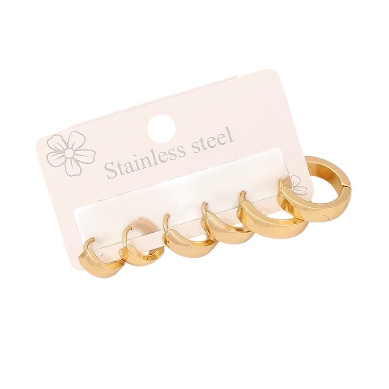 RVS mini oorringen set – goudkleurig – 3 maten huggies - set34 - 539682 - Oorbellen kopen# - alles - cadeau - dames