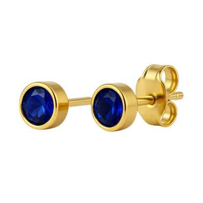 RVS Oorbellen met Donkerblauwe Zirkonia - 5mm - oor2065 - XE58221 - Oorbellen kopen# - 5mm - alles - blauw