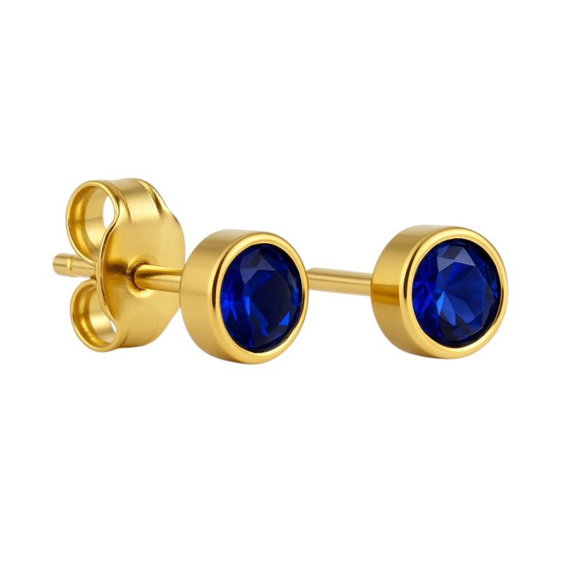 RVS Oorbellen met Donkerblauwe Zirkonia - 5mm - oor2065 - XE58221 - Oorbellen kopen# - 5mm - alles - blauw