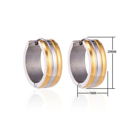 RVS Oorringen Bicolor Streep Goud Zilver 20mm - Dames - Aramat Jewels - Oorringen - cadeautip