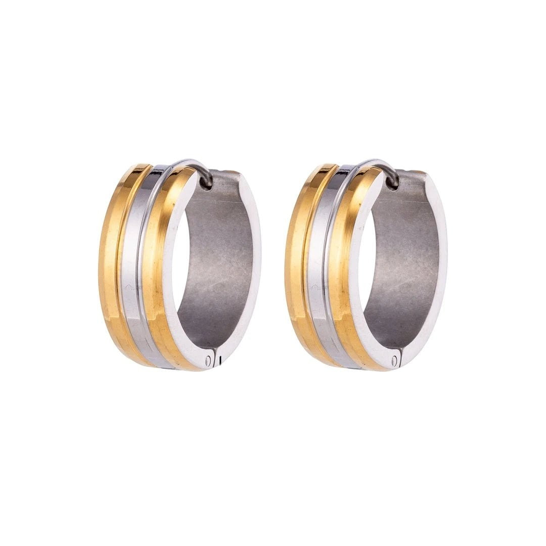 RVS Oorringen Bicolor Streep Goud Zilver 20mm - Dames - Aramat Jewels - Oorringen - cadeautip