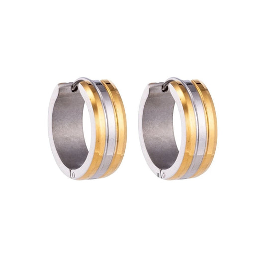 RVS Oorringen Bicolor Streep Goud Zilver 20mm - Dames - Aramat Jewels - Oorringen - cadeautip