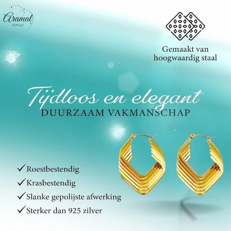 RVS Oorringen Goudkleur – 39mm – 6 Vierkante Hoepels in 1 - oor6320 - 69936 - Oorringen kopen# - 40mm - alles - cadeau