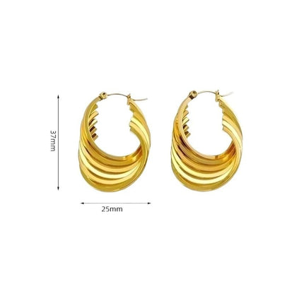 RVS Oorringen Goudkleurig – 37mm – 6 - in - 1 Vierkante Hoepels - oor6319 - 69937 - Oorringen kopen# - 37mm - alles - cadeau
