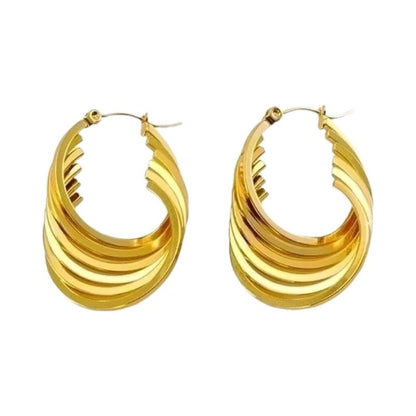 RVS Oorringen Goudkleurig – 37mm – 6 - in - 1 Vierkante Hoepels - oor6319 - 69937 - Oorringen kopen# - 37mm - alles - cadeau