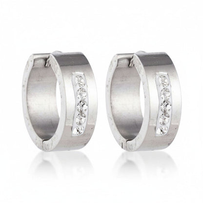 RVS Oorringen Kristal Streep Zilverkleur 20mm - Dames - Aramat Jewels - Oorringen - cadeautip