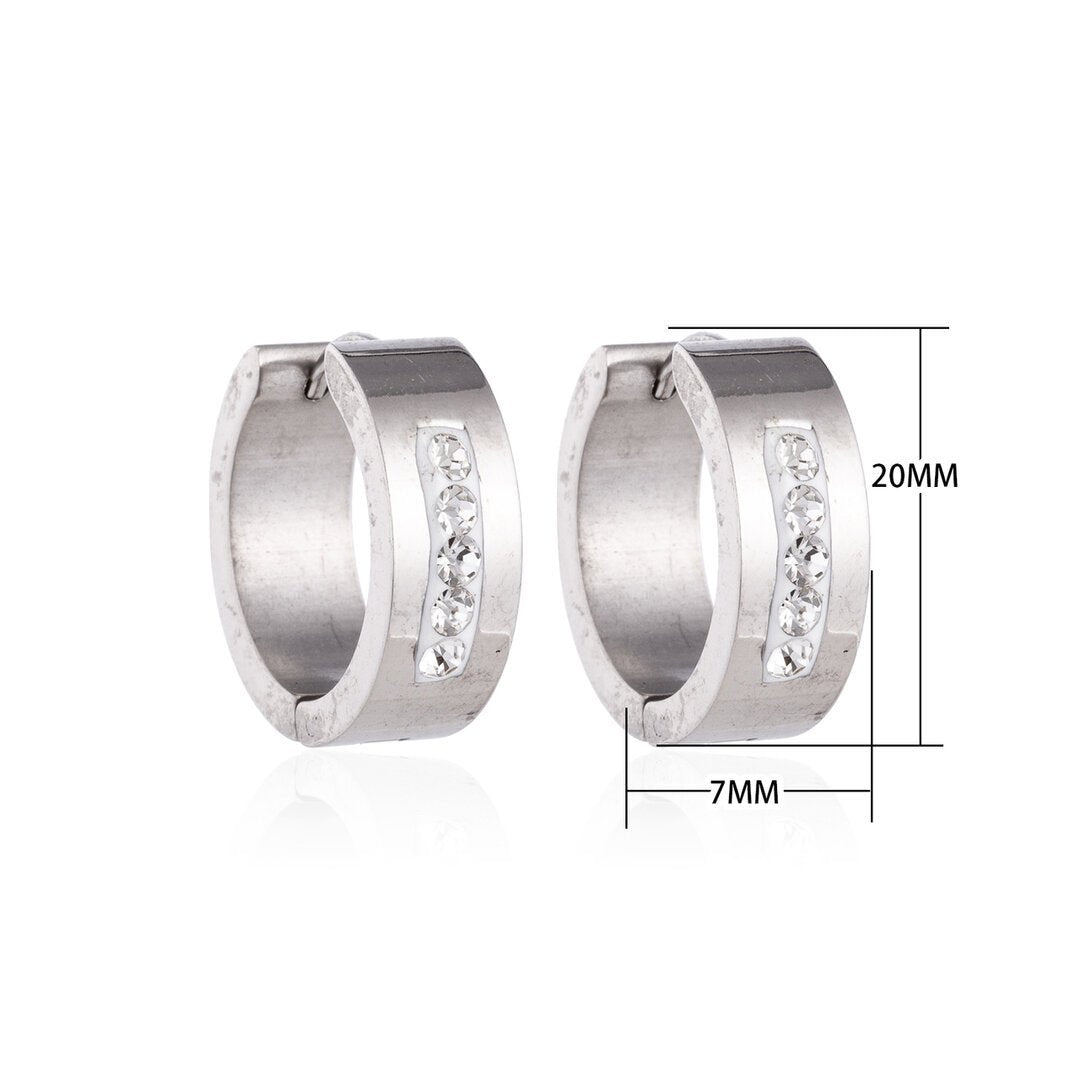 RVS Oorringen Kristal Streep Zilverkleur 20mm - Dames - Aramat Jewels - Oorringen - cadeautip