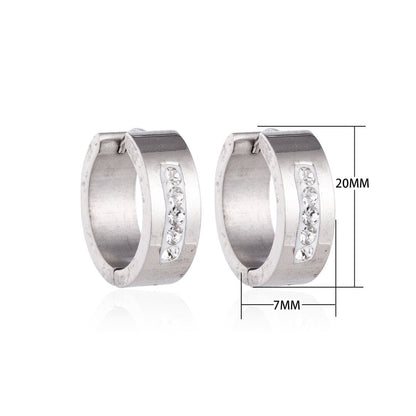 RVS Oorringen Kristal Streep Zilverkleur 20mm - Dames - Aramat Jewels - Oorringen - cadeautip