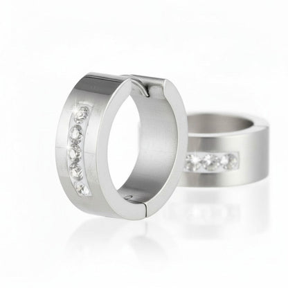 RVS Oorringen Kristal Streep Zilverkleur 20mm - Dames - Aramat Jewels - Oorringen - cadeautip