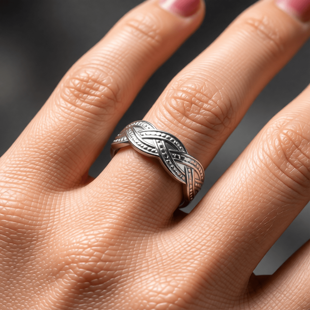 RVS Verstelbare Open Ring - Gevlochten Met Dots - One Size - Aramat Jewels - Ringen - cadeautip