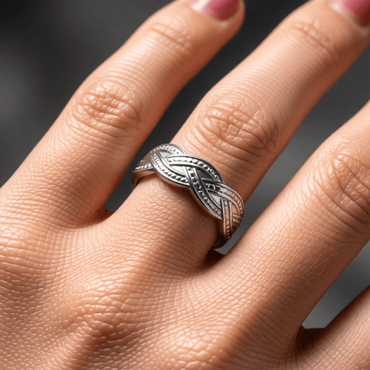 RVS Verstelbare Open Ring - Gevlochten Met Dots - One Size - Aramat Jewels - Ringen - cadeautip